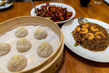 Chinese style food dimsum , fried rice and Fried chicken