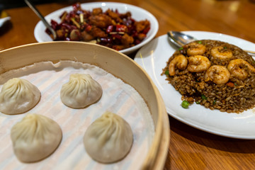 Chinese style food dimsum , fried rice and Fried chicken