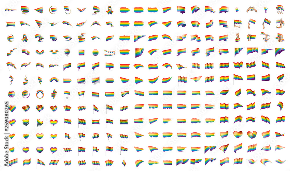 Wall mural vector a rainbow flag waving on white background