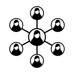 Group icon vector female persons symbol avatar for business management team network in flat color glyph pictogram illustration