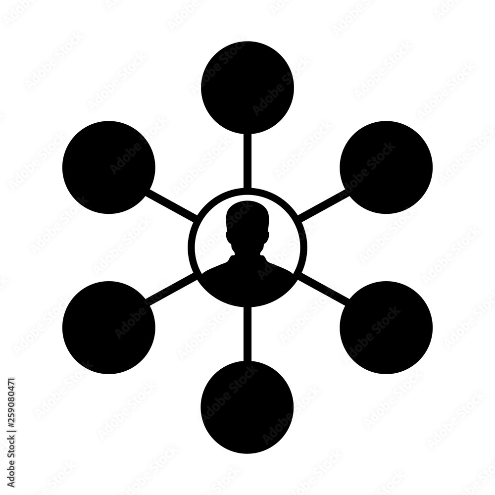 Wall mural network icon vector male group of persons symbol avatar for multiple social connection in flat color