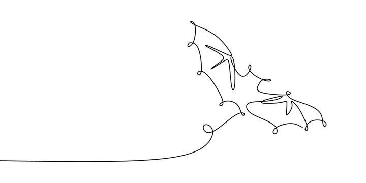 drawing a continuous line of bat animals flying.