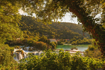 Fototapeta premium View on bridge in National Park Krka in Croatia