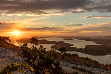 Sunset in mountains above Šibenik in Jelinjak Croatia