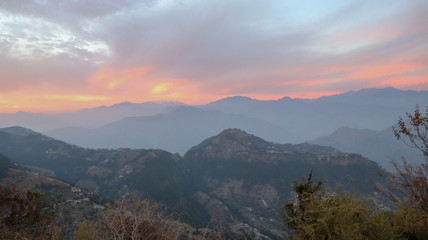 The Himalayas after the sunset, Chamba Valley, Himachal Pradesh, India.
