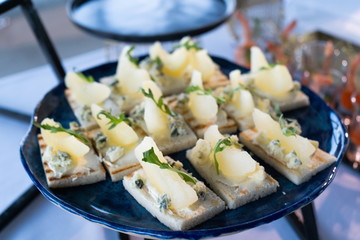 Festive table with a variety of snacks.