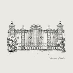 vector illustration of a vintage hand-made forged gates