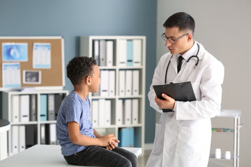 African-American boy at pediatrician's office
