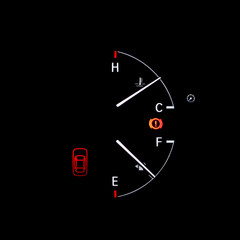 dial of temperature and  fuel engine in vehicle car