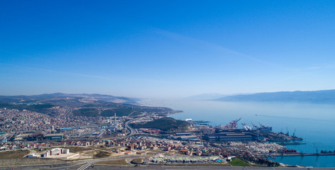 Aerial  view of Kocaeli city. Kocaeli Province is located at the easternmost end of the Marmara Sea around the Gulf of Izmit in Turkey