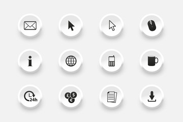 Button Set - Icons For Web Design - Vector Illustrations - Isolated On White Background
