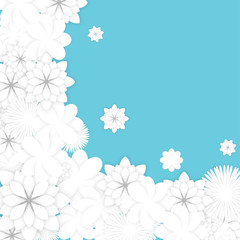 Spring Background with White Paper Flowers