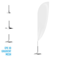 Realistic white banner flag 3d mockup. 