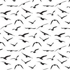 Seagull silhouette pattern background - Vector
