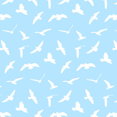 Seagull silhouette pattern background - Vector
