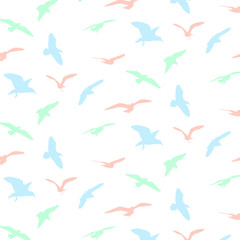 Seagull silhouette pattern background - Vector
