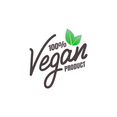 Vegan label. Vector lettering sticker for Vegan food products.