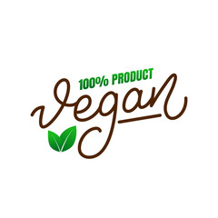 Vegan label. Vector lettering sticker for Vegan food products.