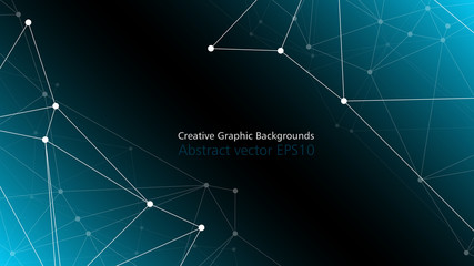Creative digital connections graphic backgrounds, random dots and lines connected