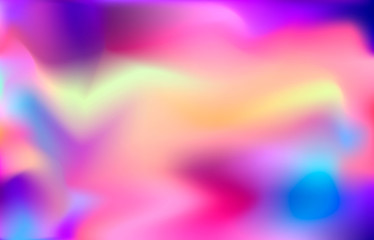 Holographic background. Colorful smooth gradient, hologram color Vector Background. 90s, 80s retro style. Iridescent graphic template for brochure, banner, wallpaper, mobile screen. EPS 10
