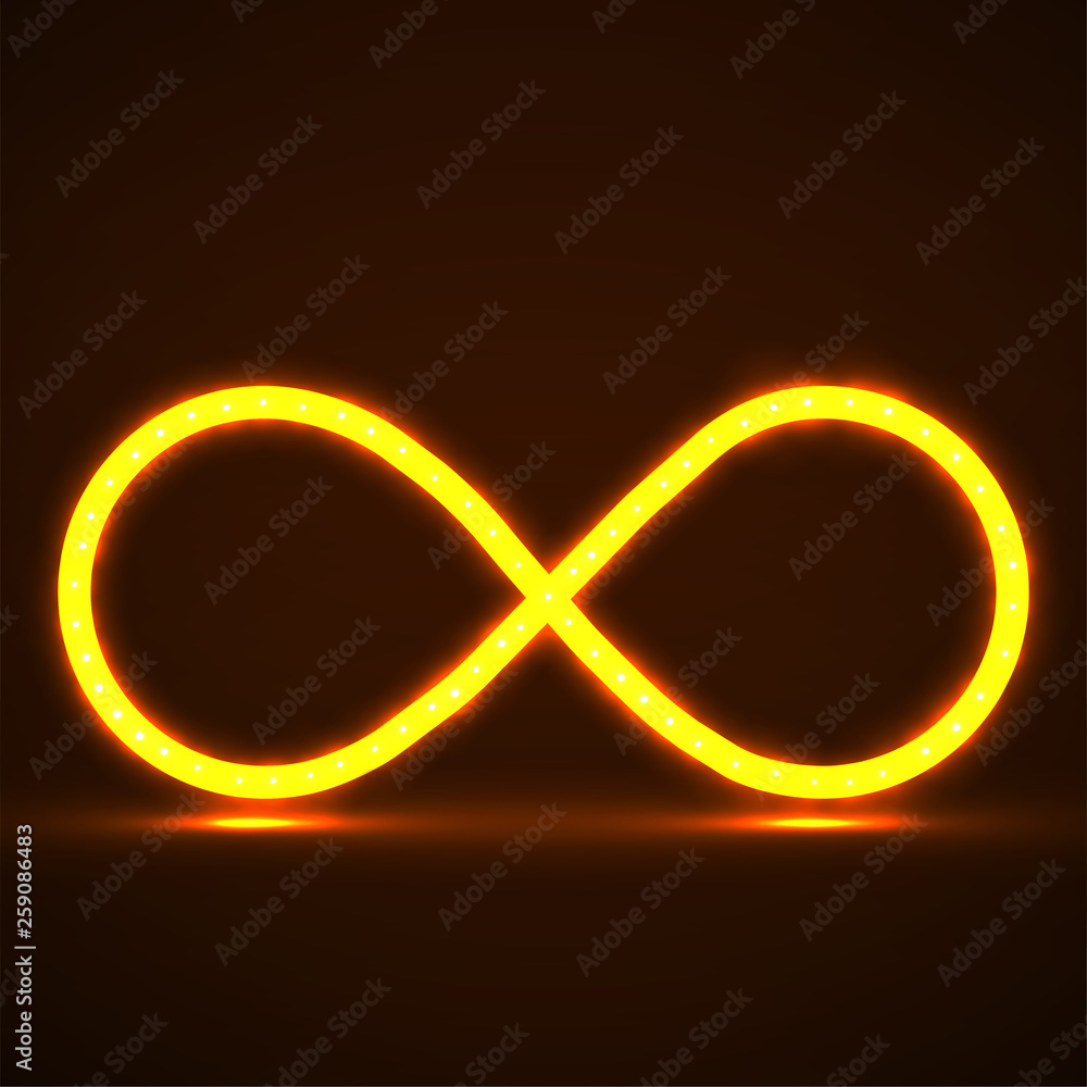 Poster Abstract neon infinity symbol, glowing sign. Vector