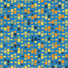 Blue seamless pattern with rectangulars of different size and color. Beautiful abstract illustration.