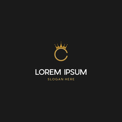 Creative Illustration modern C Crown sign geometric logo design template, Letter C Crown logo design template. Creative modern trendy C Crown typography