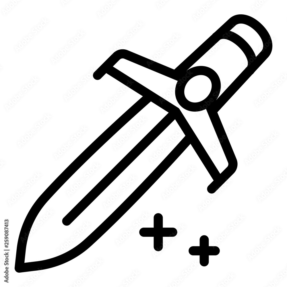 Poster Blacksmith sword icon. Outline blacksmith sword vector icon for web design isolated on white background