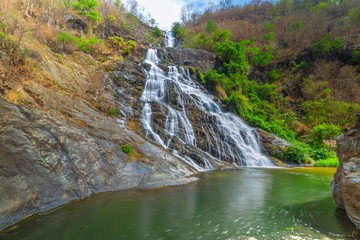 Tao Dam waterfall, the beautiful waterfall in deep forest at Klong Wang Chao national park ,Kamphaeng Phet, Thailand