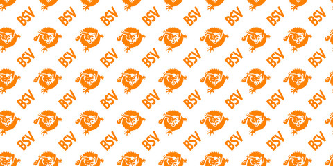 Bitcoin SV (Bitcoin Cash SV) - seamless pattern. Orange emblems (similar to official cryptocurrency logo) and tickers 