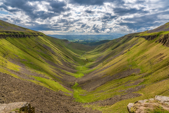 North Pennine landscape at the High Cup Nick in Cumbria, England, UK