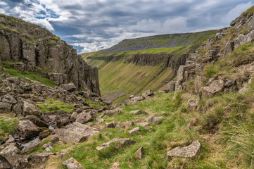 North Pennine landscape at the High Cup Nick in Cumbria, England, UK