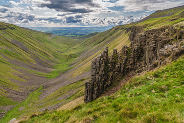 North Pennine landscape at the High Cup Nick in Cumbria, England, UK