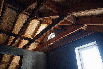 Wooden roof in the house