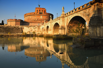 The Mausoleum of Hadrian, usually known as Castel Sant'Angelo and Aelian Bridge. 