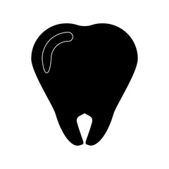tooth icon. vector silhouette illustration on a white background.
