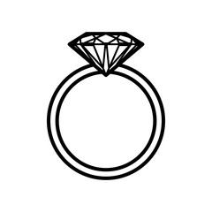 ring with diamond icon isolated on white background