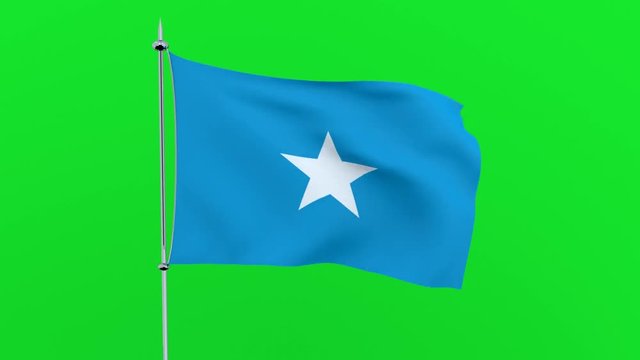 Flag of the country    Somalia  flutters on green background. 3D rendering