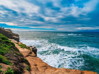 San Diego Coastline With Pacific Ocean Waves