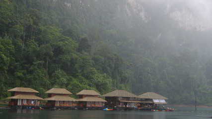 Fototapeta premium It is rainy in Khao Sok National Park. The park is the largest area of virgin forest in southern Thailand