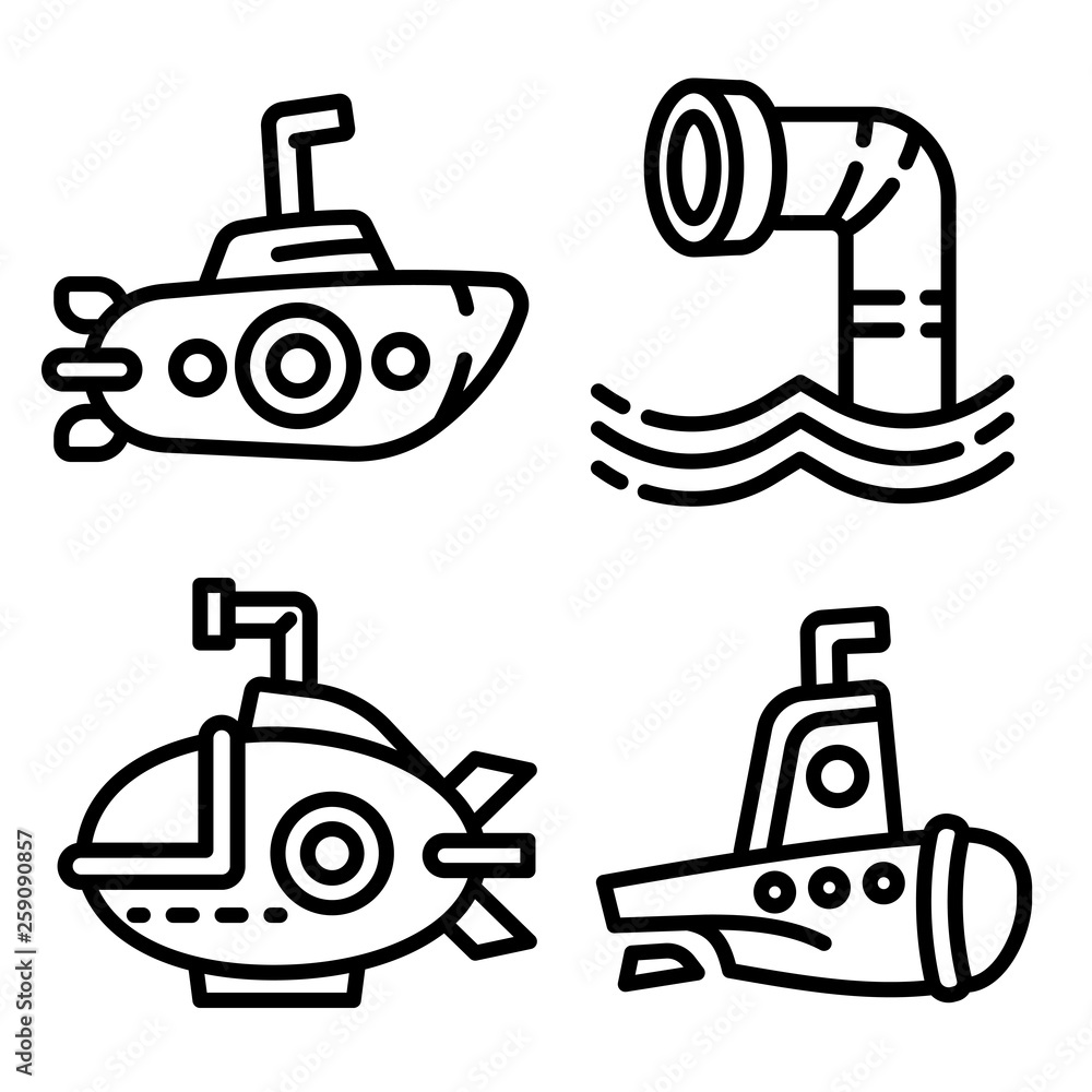 Poster periscope icons set. outline set of periscope vector icons for web design isolated on white backgrou