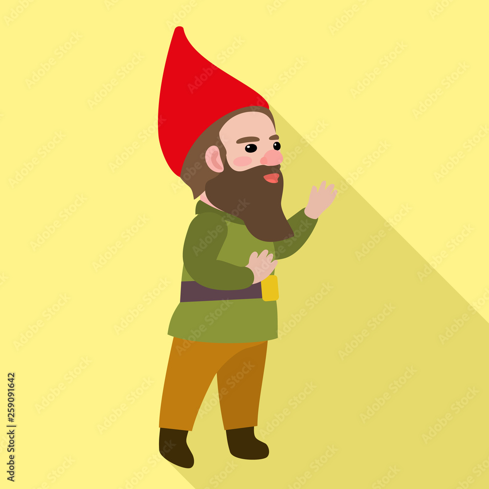 Poster happy dwarf icon. flat illustration of happy dwarf vector icon for web design
