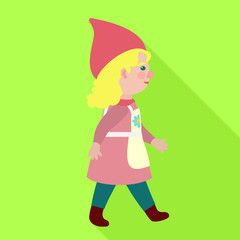 Walking woman gnome icon. Flat illustration of walking woman gnome vector icon for web design