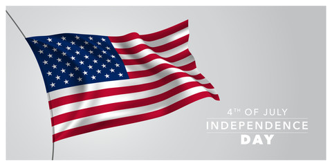 United states of America happy independence day greeting card, banner vector illustration