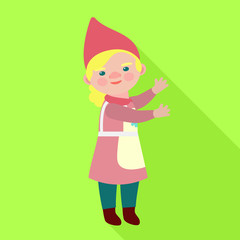 Happy woman dwarf icon. Flat illustration of happy woman dwarf vector icon for web design