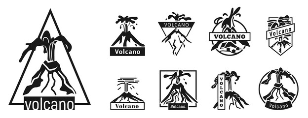 Volcano icons set. Simple set of volcano vector icons for web design on white background © nsit0108