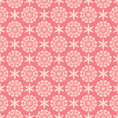 Floral seamless pattern. Beige design on pink background