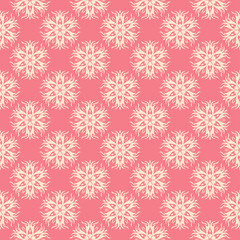 Floral seamless design. Pink and beige background