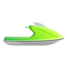 Green jet ski icon. Cartoon of green jet ski vector icon for web design isolated on white background