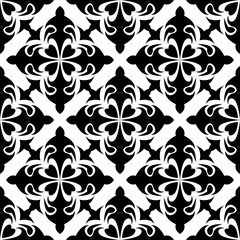 Black and white floral seamless pattern